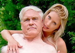 Golden coed with an innocent face Uma Zex fucks with an old man