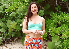 Beach babe loves sucking cock