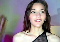 Beautiful teen brunette Jessica Sinn masturbates