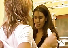 Lascivious brunette hair German sweetheart rides large penis of her lover in the changing cabin in the mall previous to getting caught by excited work