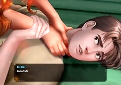 Busty babe in a 2D game with some serious dominance and submission vibes