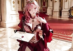 When a unfathomable crimson court gown meets the breathtaking silhouette of the pink-haired queen, this coronation is everything but usual. Each inch 