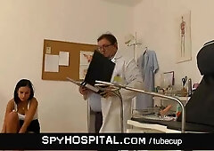 Doctor records sporty teen 18+ on gyno chair