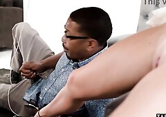 Shy redhead chick enjoying her associates giant darksome wang