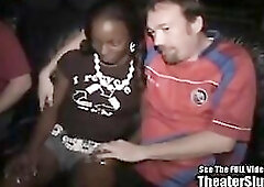 Dirty D took the lovely Jayden fresh out of the gym to a nasty dark porn theater. All the white men go crazy to see this hot fit black chick enter rea