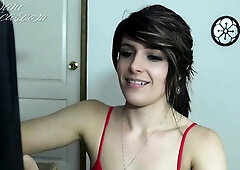 Amateur brunette Michelle with small tit