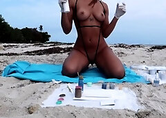Stacked brunette goes solo toys and masturbation