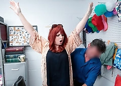 Good redhead with big boobs Amber Dawn screwed in the cowgirl pose