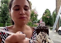 ICE CREAM LEFTOVERS FOR MY HUMAN TRASH BIN