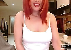 Booty big boobs redhead horny babe web teasing show
