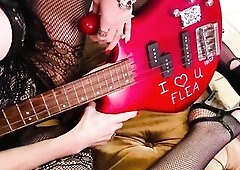 Diablo screws bass guitar, ultimate emo cutie and cums hard