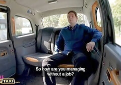 Big breasted Blonde MILF is happy to take a big cock as payment for taxi ride