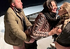 Picked up babes outdoor hardcore fuck for cash in cool POV
