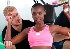 Interracial fucking in the gym