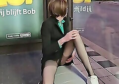 Waiting for the bus. Don't get bored and caught