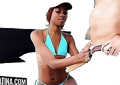 This SKINNY BLACK 18YO let me cum on her face for an one way economy ticket