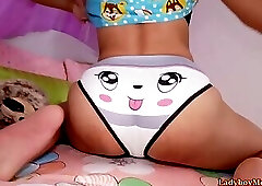 dollfaced tranny bon gives bj with gets anus