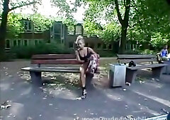 Nervous Naked Model Tied Up Outdoors