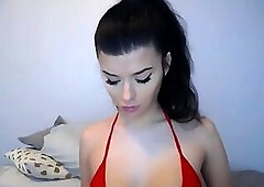 pretty red bikini with boner part 1