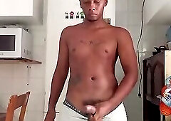 Young Colombian BBC masturbates in the kitchen