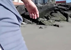 Jerking off on public beach-Big Cum Shot-Hairy Bear 3