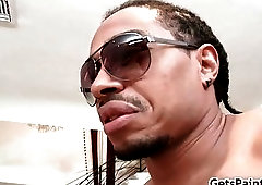 Mature muscle guy sucking black cock