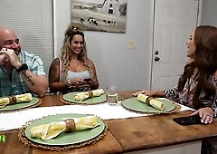 Misty Loves to Tease StepDad at the table...