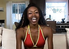 Slim ebony beauty with ideal booty banged in her soaked twat by BBC