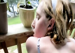 Thick playgirl drilled from behind outdoors for all of her neighbors to watch.