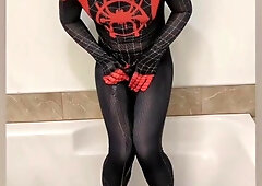 Desperate to urinate, stuck in my Spiderman suit, large pull out at the end