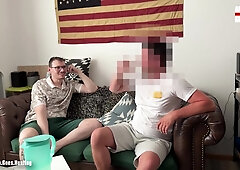 Hetero Nosey Handyman Smashes a Ass bandit Stud After a Rubdown on His Couch