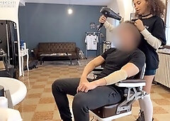 Beatrice Segreti gives a wild blowjob by the barbershop