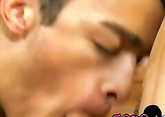 Young men lick candy and fuck each other balls deep