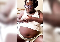 #MasturbationMay Overweight Ebony Trans Dude Grinds on Hitachi, Eyes Rolling Back, To Climax PREVIEW (click link to see full movie scene)