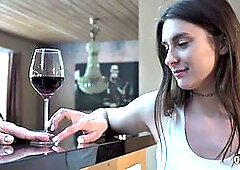Brunette Teen Handjob on Big Butt During Blowjob