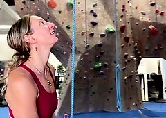 Hawt Emo Climber Gals Flashing Their Natural Boobs at the Climbing Gym