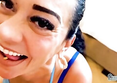 Morgan Bawdy Talking BBC BJ: Panty Tease & Sloppy Oral-job on Couch