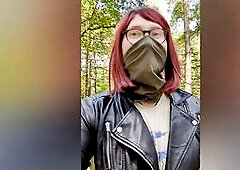 Leather Sissy public nasty in Boots and petticoat