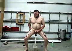 impaled on large black dildo