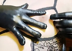 Slave Sissy TV nip showcase in undergarments and mittens