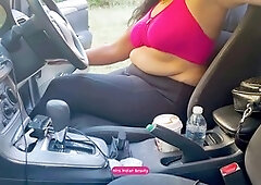 Big boobs press, while driving, indian bhabhi