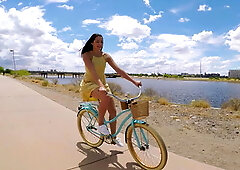 Biking beauty banged