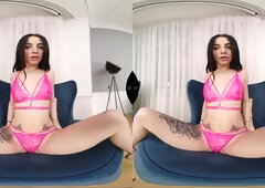 Slim Brunette Makes Herself Cum On The Sofa - VRSexperts