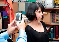 Sensual brunette model Penelope Reed penetrated in the doggy style pose