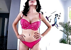 Gorgeous tranny with amazing tits strokes and toys her ass