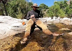 Pissing on myself and cooling off in a river after a sexy day of field work