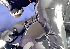 Gas mask, latex glove, latex mask