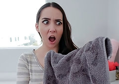 Very cute brunette Kyra Rose likes sucking his fat boner