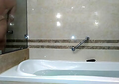 Quickie Selfie On Bed Continuing In Bath In Middle East Hotel - Nylon Lingerie Studio