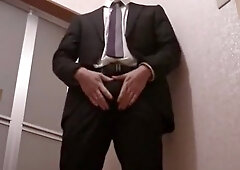 cum twice with wearing costume